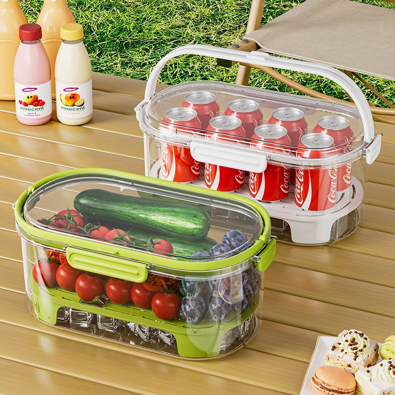 Fresh-Keeping Fruit Container Box, Portable Cold Insulation Lunch Box Outdoor Picnic Outing Travel