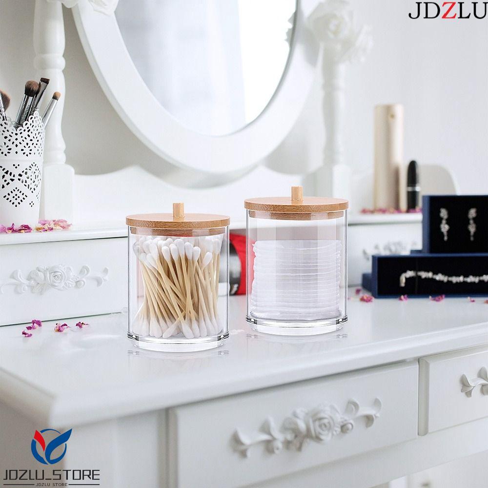 JDZLU Qtips ผู้ถือเครื่องสําอางมัลติฟังก์ชั่แต่งหน้าจัดเก็บสําหรับอุปกรณ์ห้องน้ํา Candy Cotton Ball 