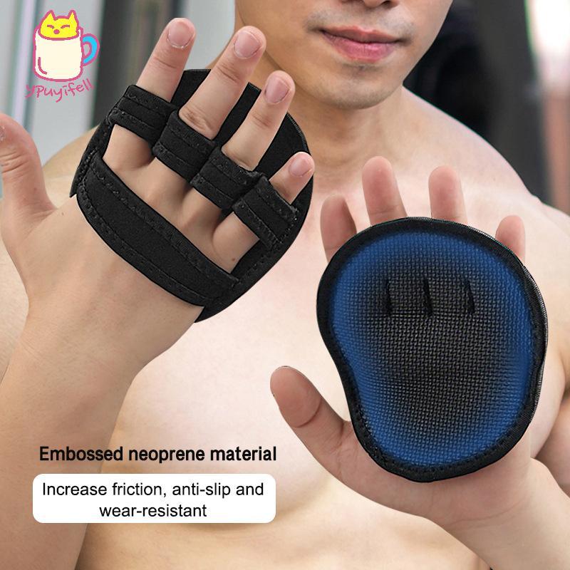 [YPU] คู่Porescent Finers Gym Fitness Gloves Half Finger combed Palm Dumbbell Grip Pads Weight Train