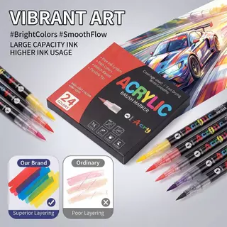 60สีอะคริลิคเครื่องหมายสีของเหลวโดยตรงไม่กดแปรงเคล็ดลับความคุ้มครองสูงกันน้ํา