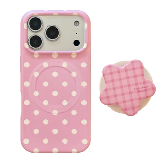 [Sheren] เคสโทรศัพท์สีชมพูลายจุดเหมาะสําหรับ i17 16 15 14 13 12 11 pro max เคสไอโฟน