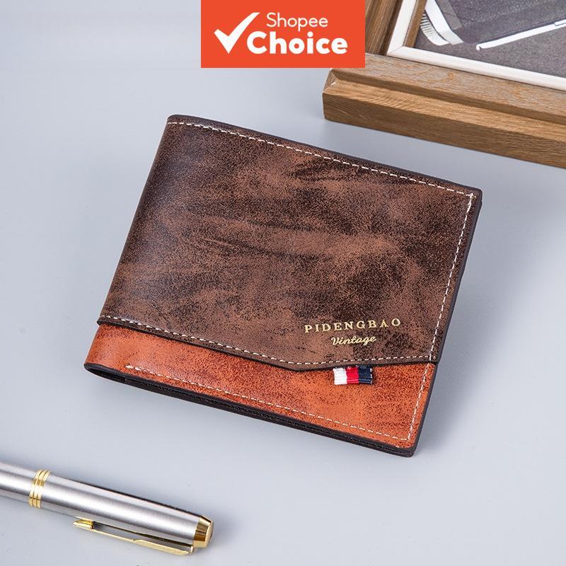 Retro Pu Leather Slim Bifold Mens Wallet Cash Bill Holder Card Holder