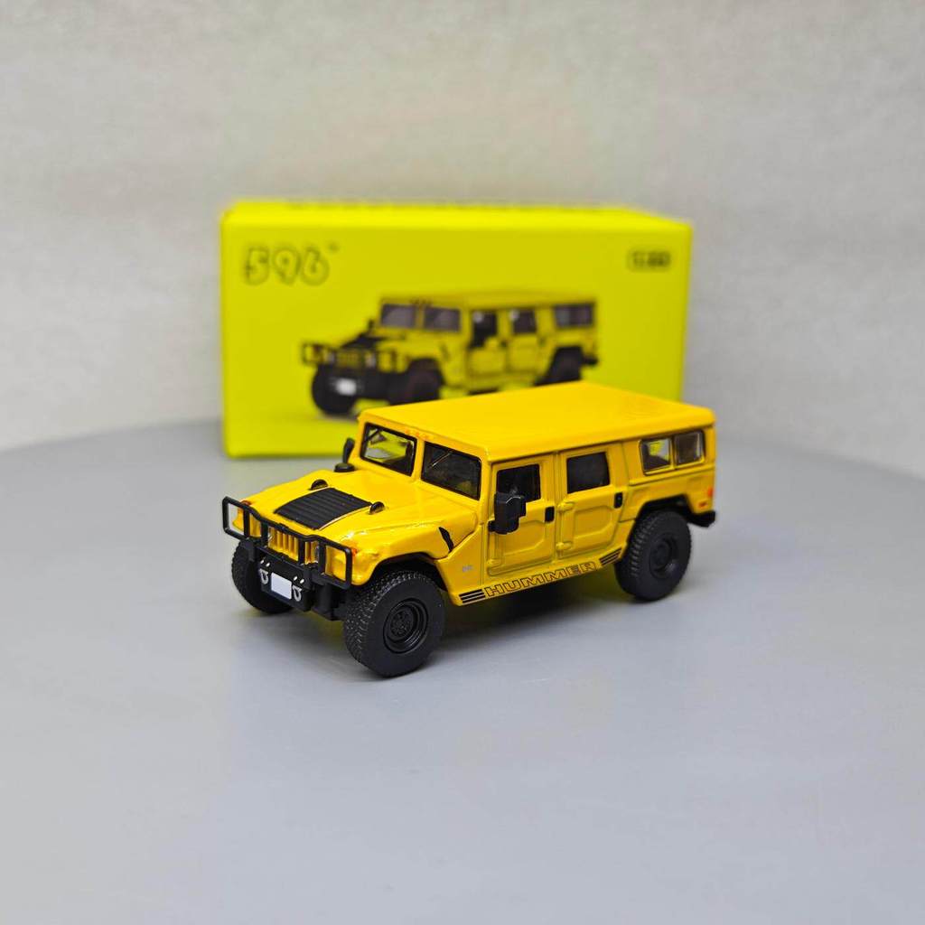596 1: 64 Hummer Hummer H1 รถโลหะผสมสีเหลืองของขวัญ