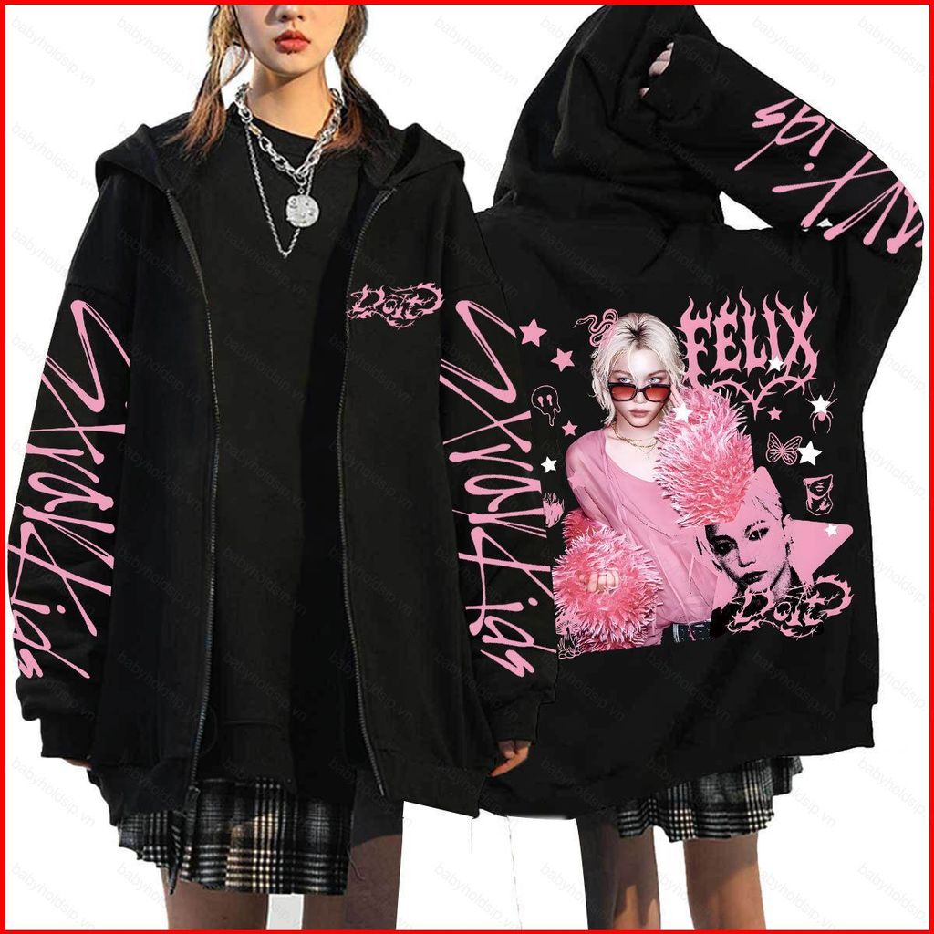 BS1 Stray Kids DO IT พิมพ์ ELIX BANKANK KPOP ซิป Hoodie coat แจ็คเก็ต Unisex Top SB1