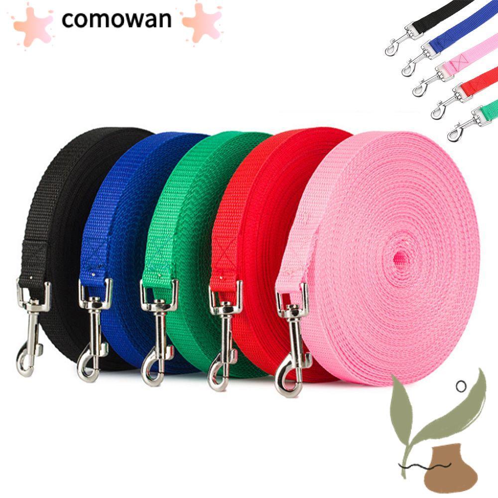 Comowan สายรัดตะกั่วสุนัขที่มีสีสันแมวลูกสุนัขปลอกคอยืดหยุ่นเชือกลาก