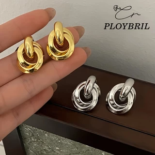 PLOYBRIL COD-ส่งเร็วจากไทย🎀S925 เงินเข็มรอบห่อต่างหูโลหะที่มีน้ำหนักเบาระดับที่ไม่สำหรับผู้หญิง E084