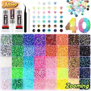 ZOOMING เรซิ่น Rhinestone Kit, Multicolor Diamond Art Jelly Rhinestones, Hot DIY ตกแต่งประกาย Bedazzling Rhinestones สําหรับแว่นตาตกแต่ง