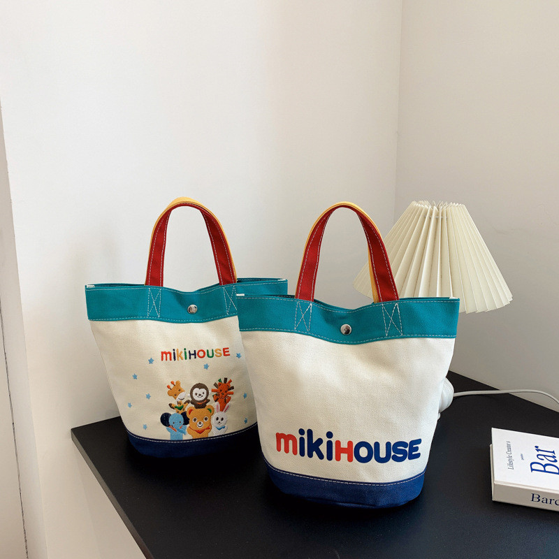 Miki Mummy Bag Japanese Cartoon Zoo Color Matching Canvas Bucket Bag