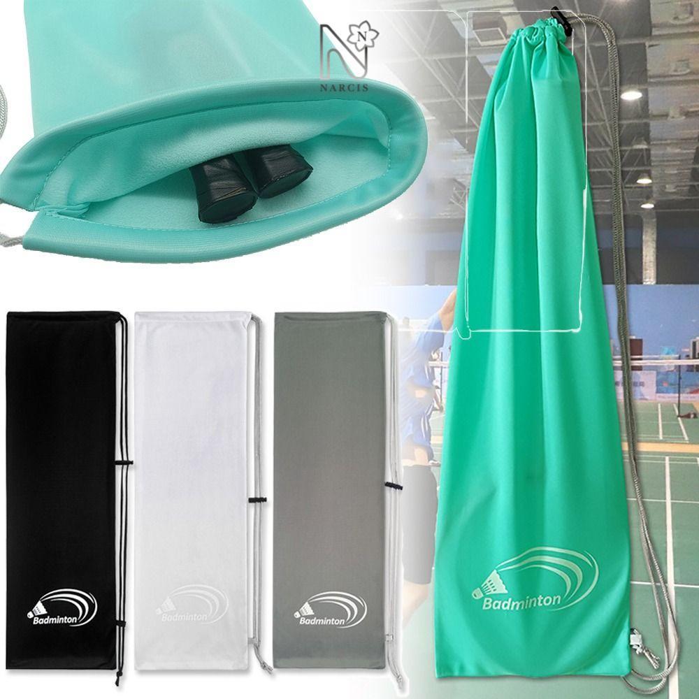 protective cover สำหรับกระเป๋านาร์ซิ แร็กเก็ต, กระเป๋าไม้แบดมินตันสีดำ ความจุขนาดใหญ่ ออกแบบเพื่อดึงทนต่อการสึกหรอกันฝุ่นและมีแขนป้องกัน