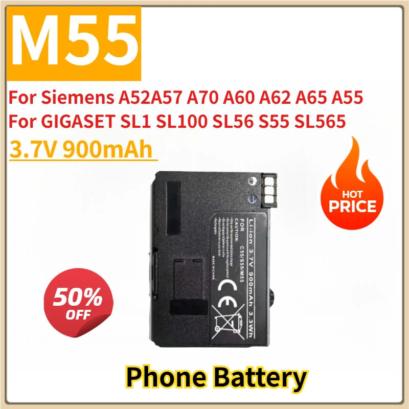 ใหม่เปลี่ยนแบตเตอรี่โทรศัพท์มือถือ 3.7V 900mAh M55 S55 สําหรับ Siemens A52A57 A70 A60 A62 A65 A55 สํ