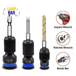[B&N] Impact Hex Converter สําหรับไขควงบิต 1/2 3/8 1/4 นิ้วไดรฟ์สแควร์ถึง 1/4 นิ้ว Qui Release Hex Soet ประแจ [ใหม่]