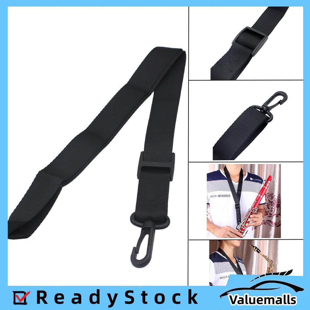 Valuemalls Valuemalls Ymiko สายรัดแซ็กโซโฟนแบบปรับได้คอแซ็กโซโฟนคลาริเน็ตพร้อมตะขอจับมือ Professional ไนลอนทนทานอุปกรณ์เสริมเครื่องดนตรีสำหรับผู้เล่นสีดำ 52 ซม. ความยาวสูงสุด