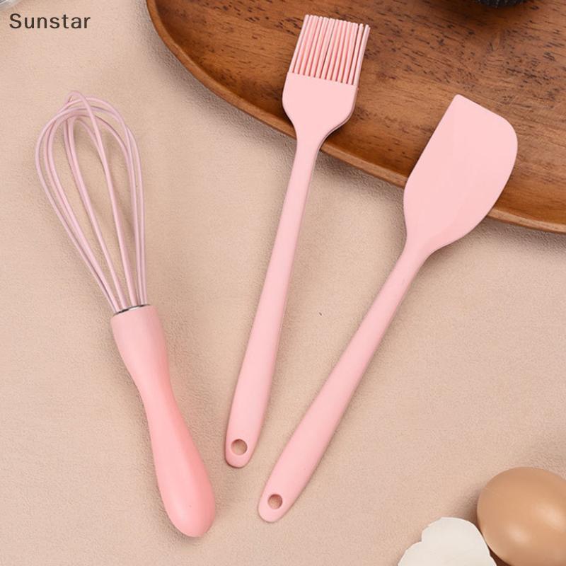 Sunstar 3 ชิ้น/เซ็ตซิลิโคนชุดเบเกอรี่เค้กครีมไม้พาย Scraper ครัวครัวเรือนไข่ Whisk บาร์บีคิวแปรงน้ํามัน Gadget อุปกรณ์ครัว Nice