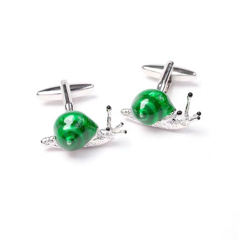 On Store/Green Snail French Cufflinks Enamel Casual French Men Women Cufflinks 5.9