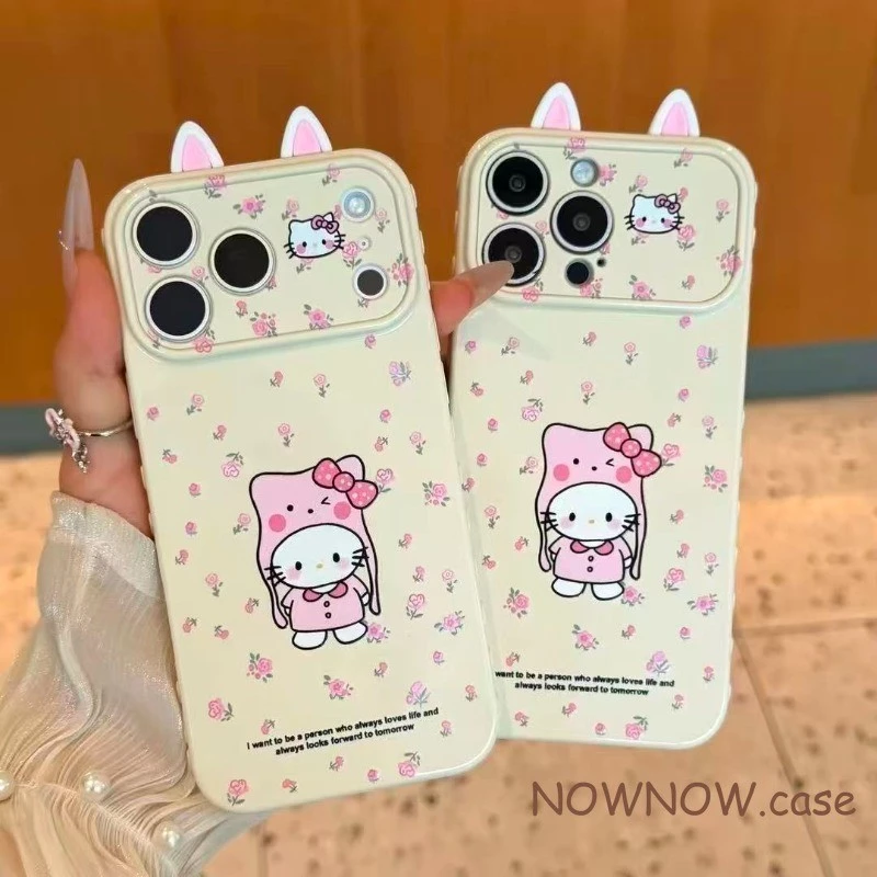 สําหรับ IPhone 17 16 15 14 plus 13 12 11 Pro Max 7 8 plus น่ารัก 3D หูแมว Kitty ใหม่ 17 windows เคสโทรศัพท์ปกอ่อน