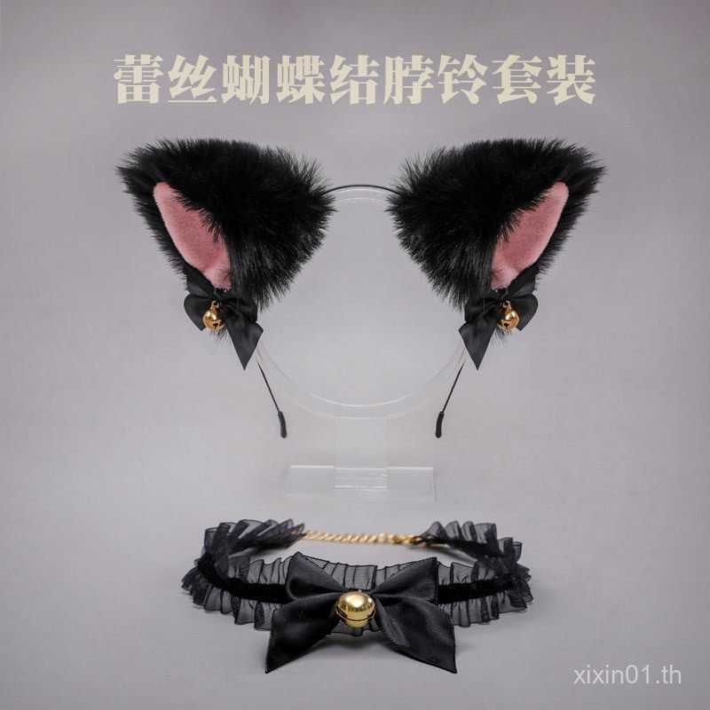 SEVER Girl Personal Items: Cat Ears Bells ที่คาดผมสีดํา Headwear Hairpin หญิงน่ารักคอ cos Dress Up A
