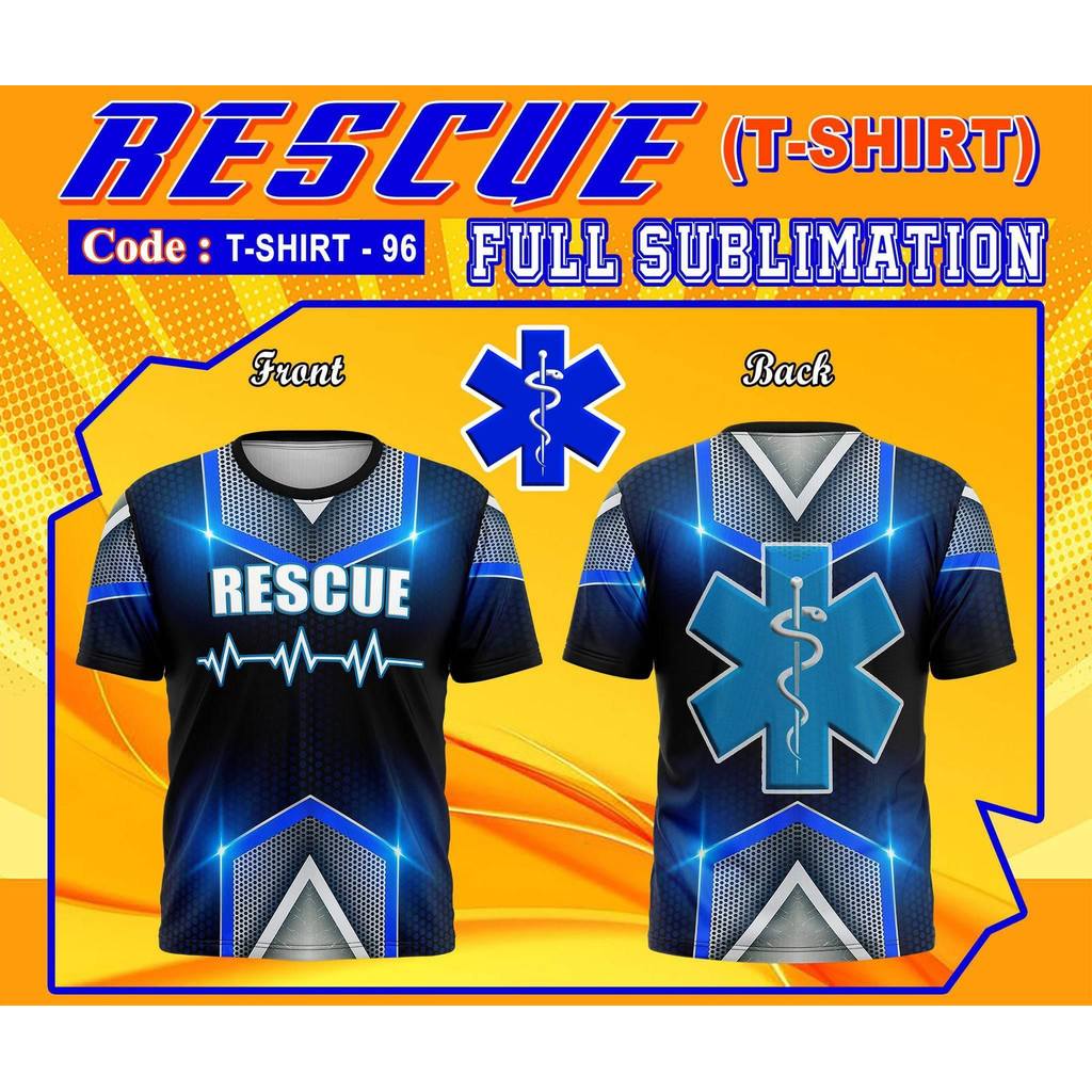 RESCUE Team T-shirt full sublimated tshirt สําหรับผู้ชายและผู้หญิง คุณภาพสูง 3D Uniform CODE:1