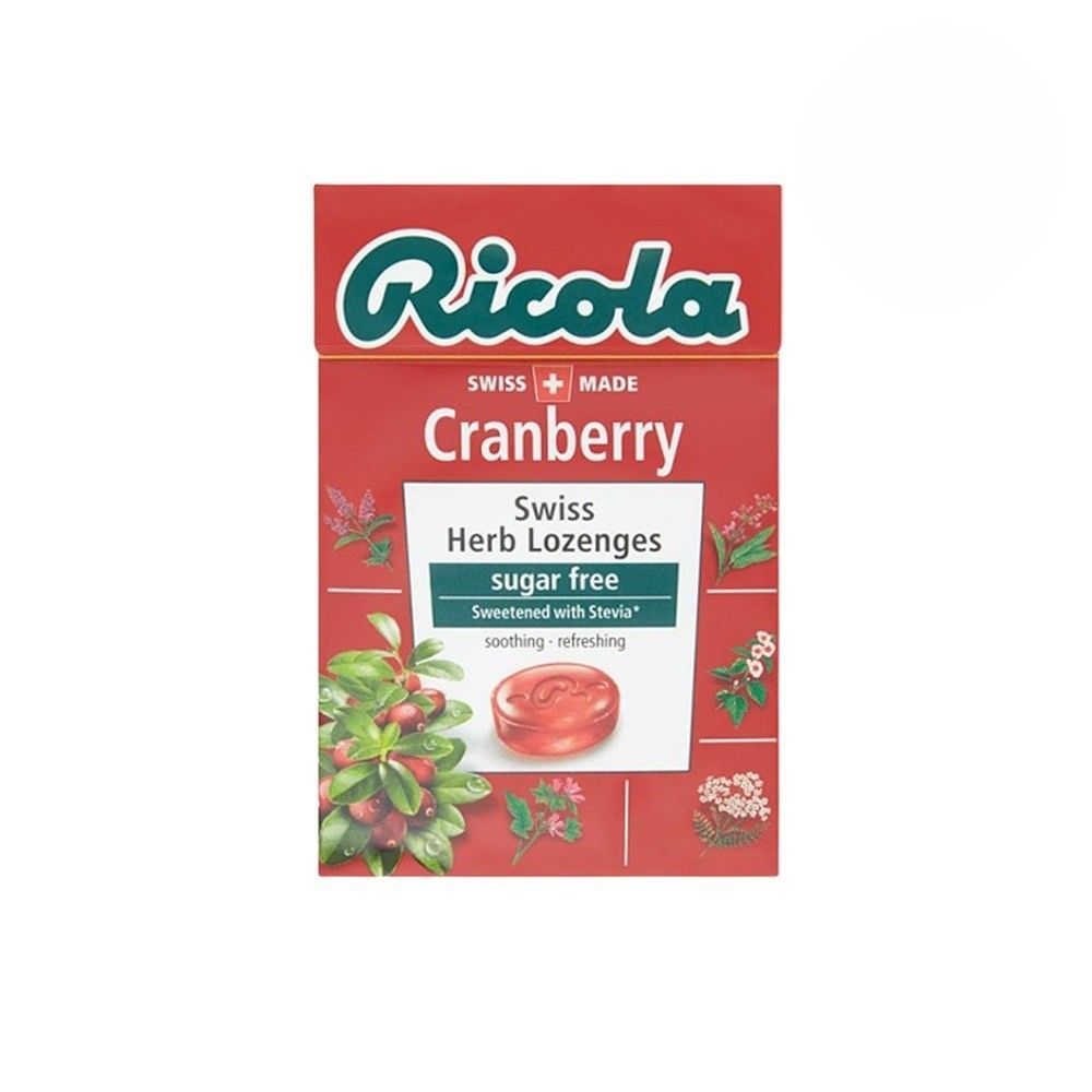 [สินค้าส่งด่วน] ริโคลาลูกอมแครนเบอรี่ 40ก. RICOLA SUGAR FREE CRANBERRY 40 G.