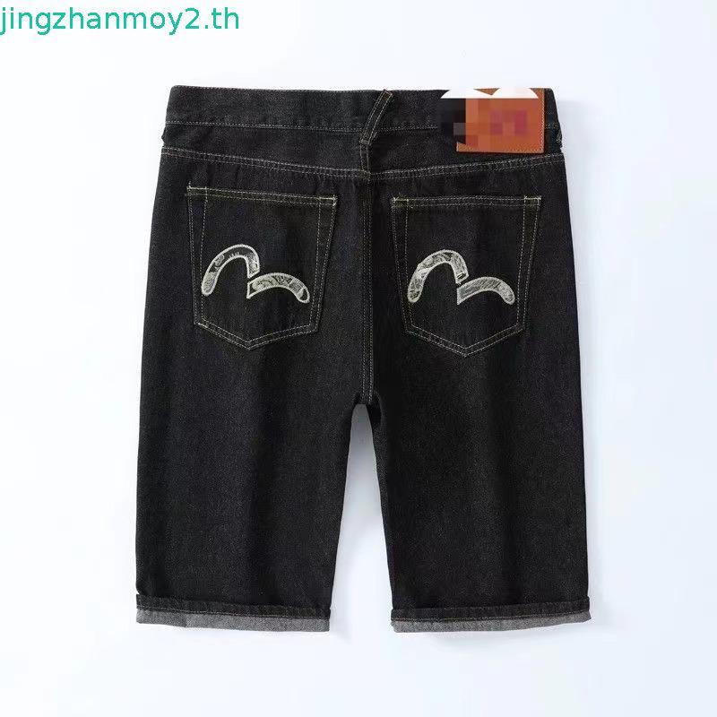 Evisu Koi กางเกงขาสั้นยีนส์หลวมตรงปัก