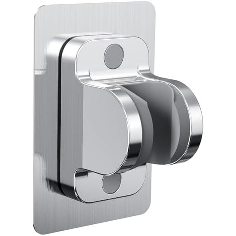 2Pcs Strong Adjustable Shower Head Holder Adhesive- Wall Mounted Heavy Duty Shower Head Shelf Bracke