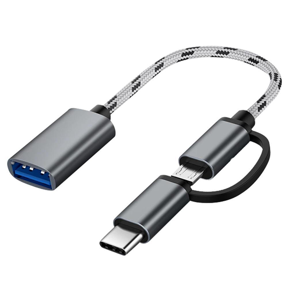 2 In 1 ประเภท C Micro USB ชาย USB 2.0 หญิง OTG Converter ข้อมูล Sync อะแดปเตอร์ F8PF