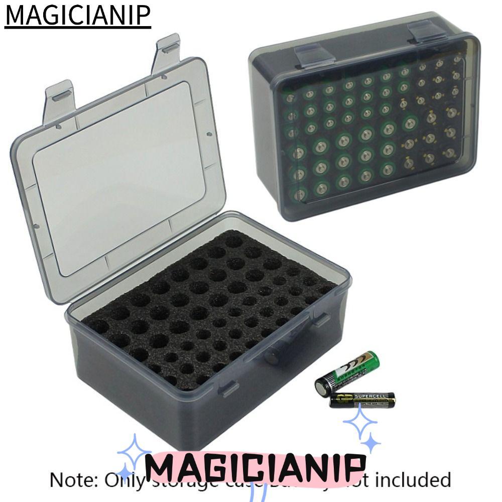 MAGICIANIP กล่องแบตเตอรี่คอนเทนเนอร์โรงรถ,ความชื้นถือ 54 แบตเตอรี่ AA AAA ที่เก็บแบตเตอรี่ผู้ถือ,แบบพกพากันกระแทกบ้านลิ้นชักองค์กรตู้