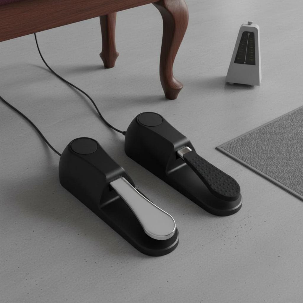 การออกแบบกันลื่น Sustain Pedal น้ําหนัก Universal คีย์บอร์ด Sustain Pedal 6.5 มม.สําหรับคีย์บอร์ด, M