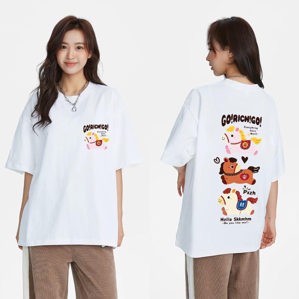 2026 ใหม่รอบคอแขนสั้นการ์ตูนพิมพ์เสื้อยืดผู้ชายขนาดใหญ่เสื้อฤดูร้อนสบายผ้าฝ้ายแฟชั่น ADX0240