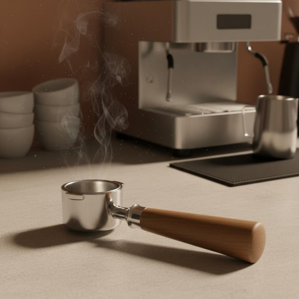 Ergonomic Grip 51mm Bottomless Portafilter การออกแบบที่ถอดออกได้ 51mm 3-Ear Coffee Handle สนิมสําหรั