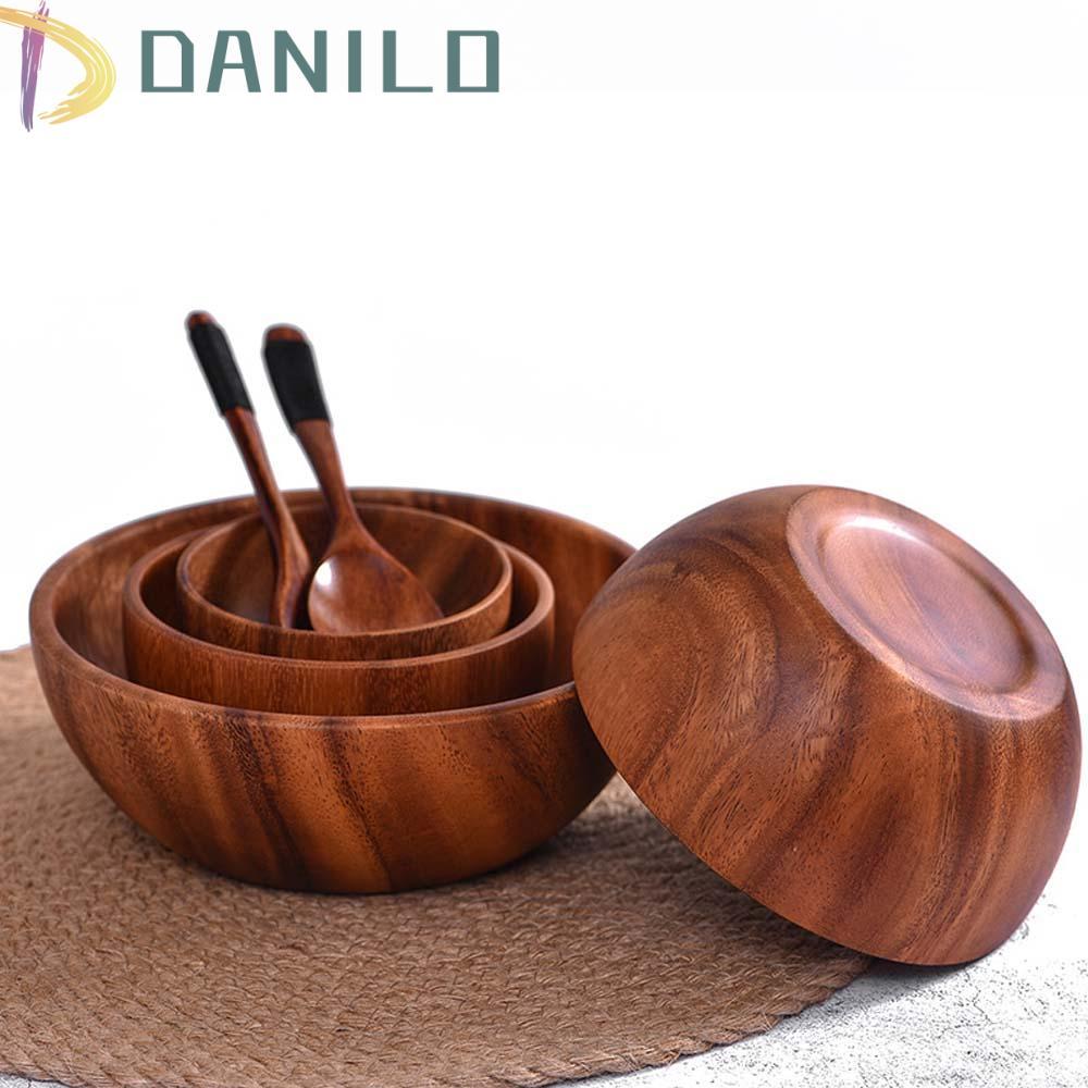 DANILLO Ramen Bows Wooden Round Large Natural Acacia Wood Container Kitchen Utensil ชามไม้