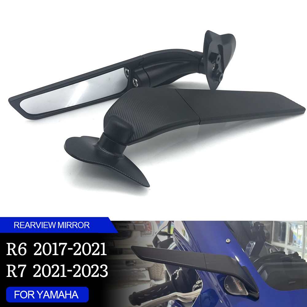 R6 R7 กระจกรถจักรยานยนต์ดัดแปลงลมปีกปรับหมุนกระจกมองหลังสําหรับ Yamaha R6 R 6 2017-2021 R7 R 7 2021-