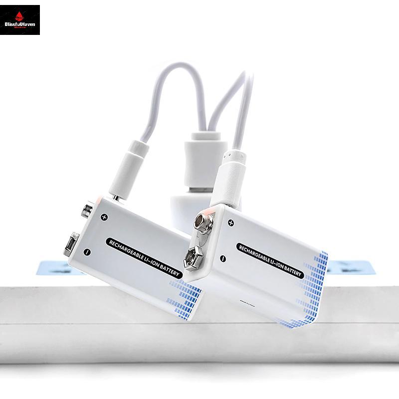 แบตเตอรี่ 9V 9V li-ion Type-C แบตเตอรี่ 9v แบตเตอรี่ลิเธียมสําหรับมัลติมิเตอร์ไมโครโฟนของเล่นสายชาร์