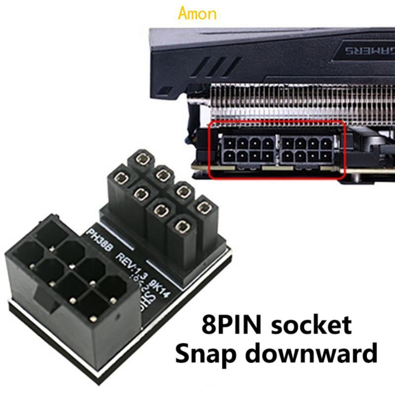 Amon GPU VGA PCIe 8 Pin UTurn ขั้วต่อมุม 180 องศา บอร์ดอะแดปเตอร์ไฟ