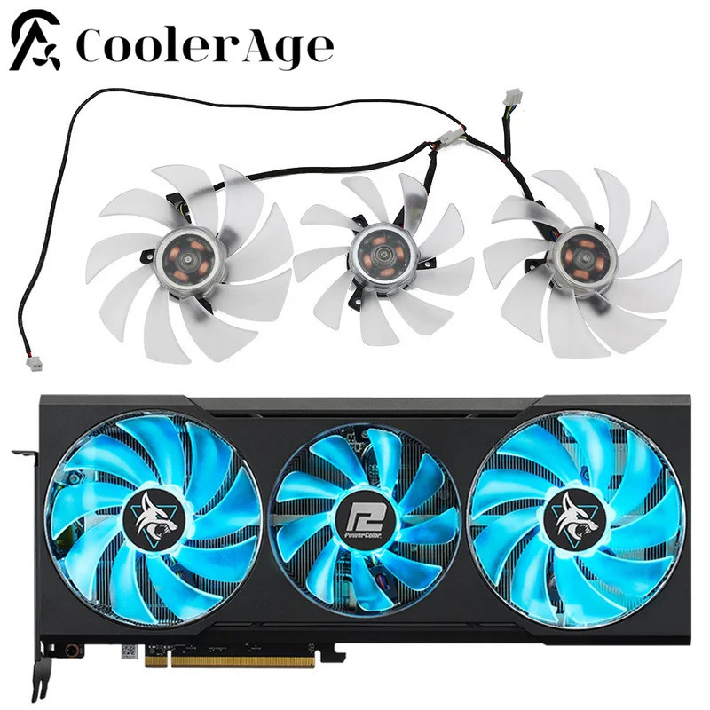 การ์ดพัดลมสําหรับ Powercolor Hellhound Spectral สีขาว AMD Radeon RX 6700 XT 12GB GDDR6 95 มม.RX5700X