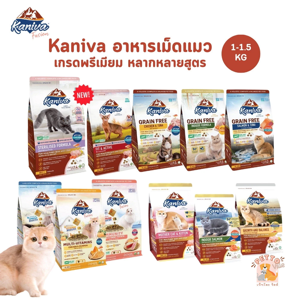Kaniva อาหารแมวคานิว่า อาหารเม็ดเกรดพรีเมี่ยม สำหรับแมวทุกช่วงวัย ขนาด 1-1.5 kg