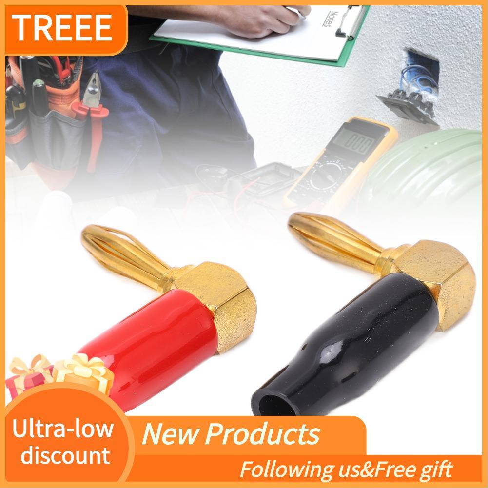 Treee Treee 2 ชิ้น U45 4 มิลลิเมตรมุมขวา Banana Plug แจ็คลำโพงสายสกรูตัวเชื่อมต่อ