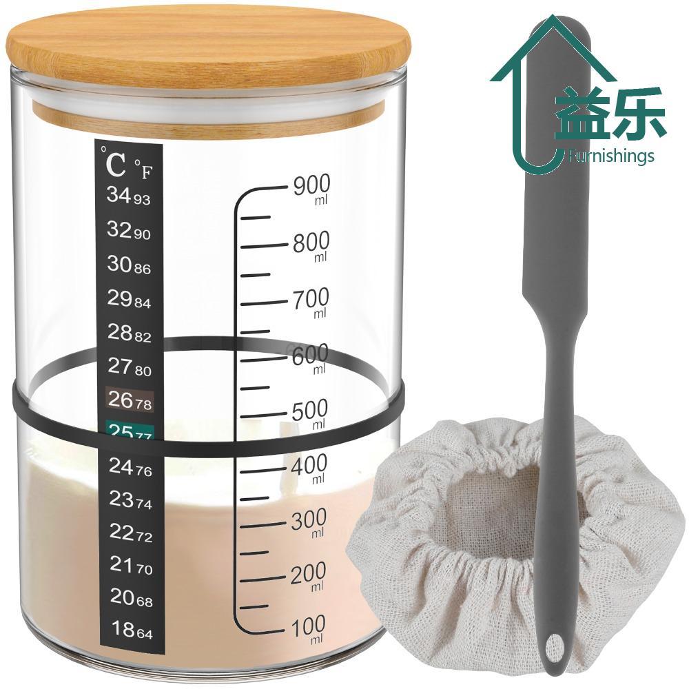 ANTINON Sourdough Starter Jar Kit, การจัดเก็บอาหารปากกว้าง Sourdough Starter คอนเทนเนอร์, แก้วนํากลั