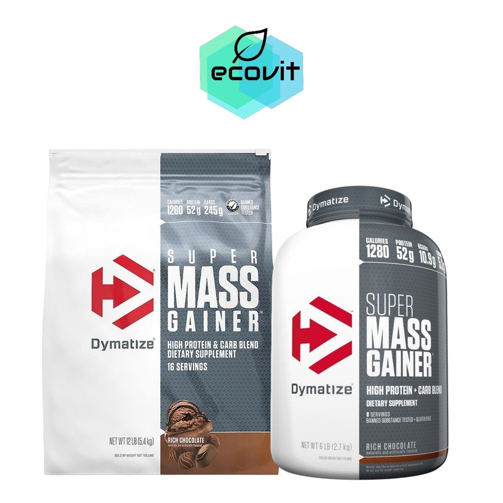 Dymatize Nutrition Super Mass Gainer Rich Chocolate [6 LB/12 LB] [เลือกขนาด] ไดมาไทซ์ ซุปเปอร์ แมส เกนเนอร์
