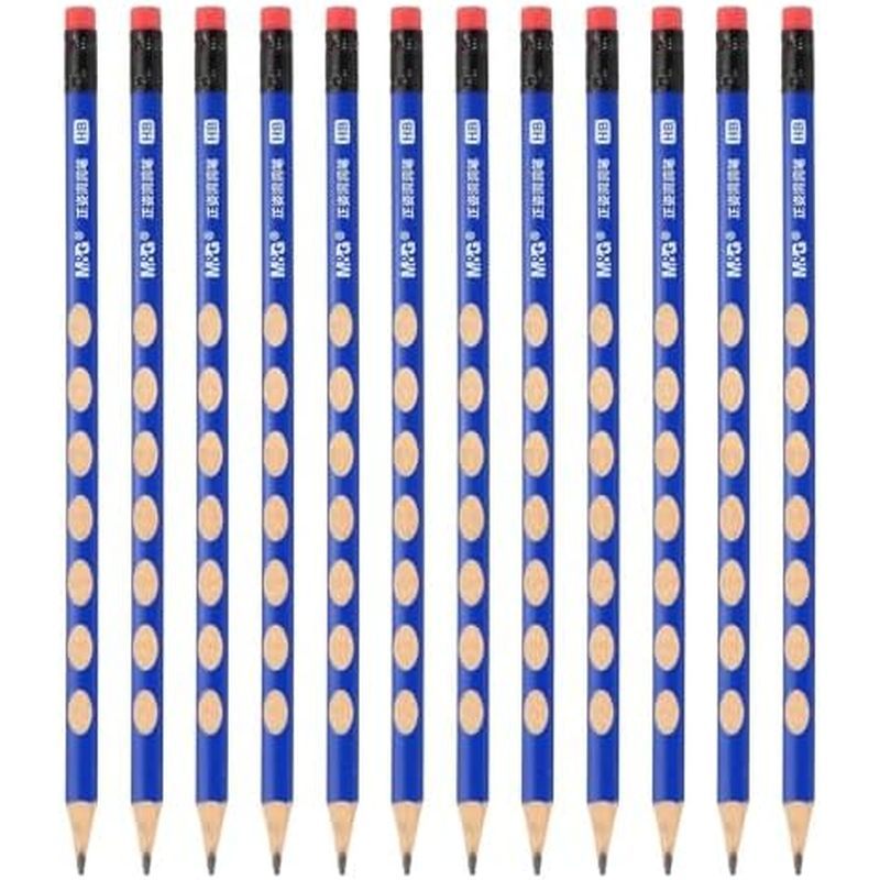 M&G Wooden Triangular Pencils, 12 Pcs HB Pencils Graphite Round Pencils with Eraser for Classroom Te