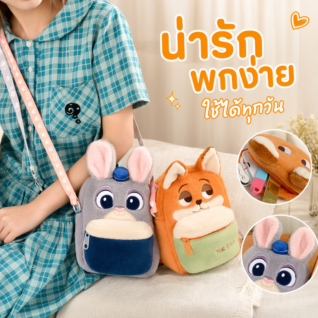 Zootopia กระเป๋าสะพายข้างลายการ์ตูนกระเป๋าสะพายแฟชั่นน่ารักกระเป๋า Messenger ของขวัญการเดินทางทุกวัน