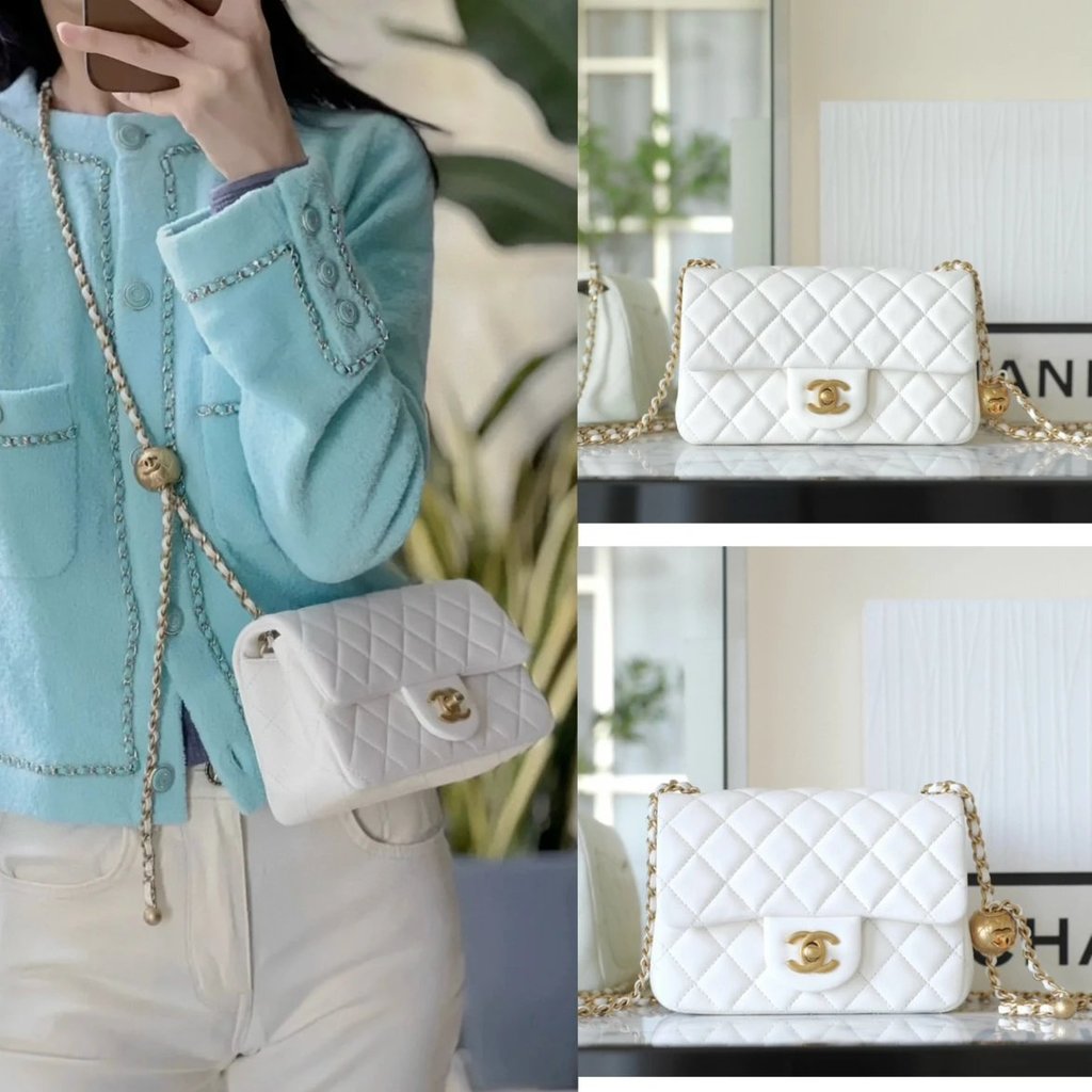 CHANEL ร้อนขาย Golden Ball Square Fatty New Golden Ball Big mini New Golden Ball Golden Ball Mouth C