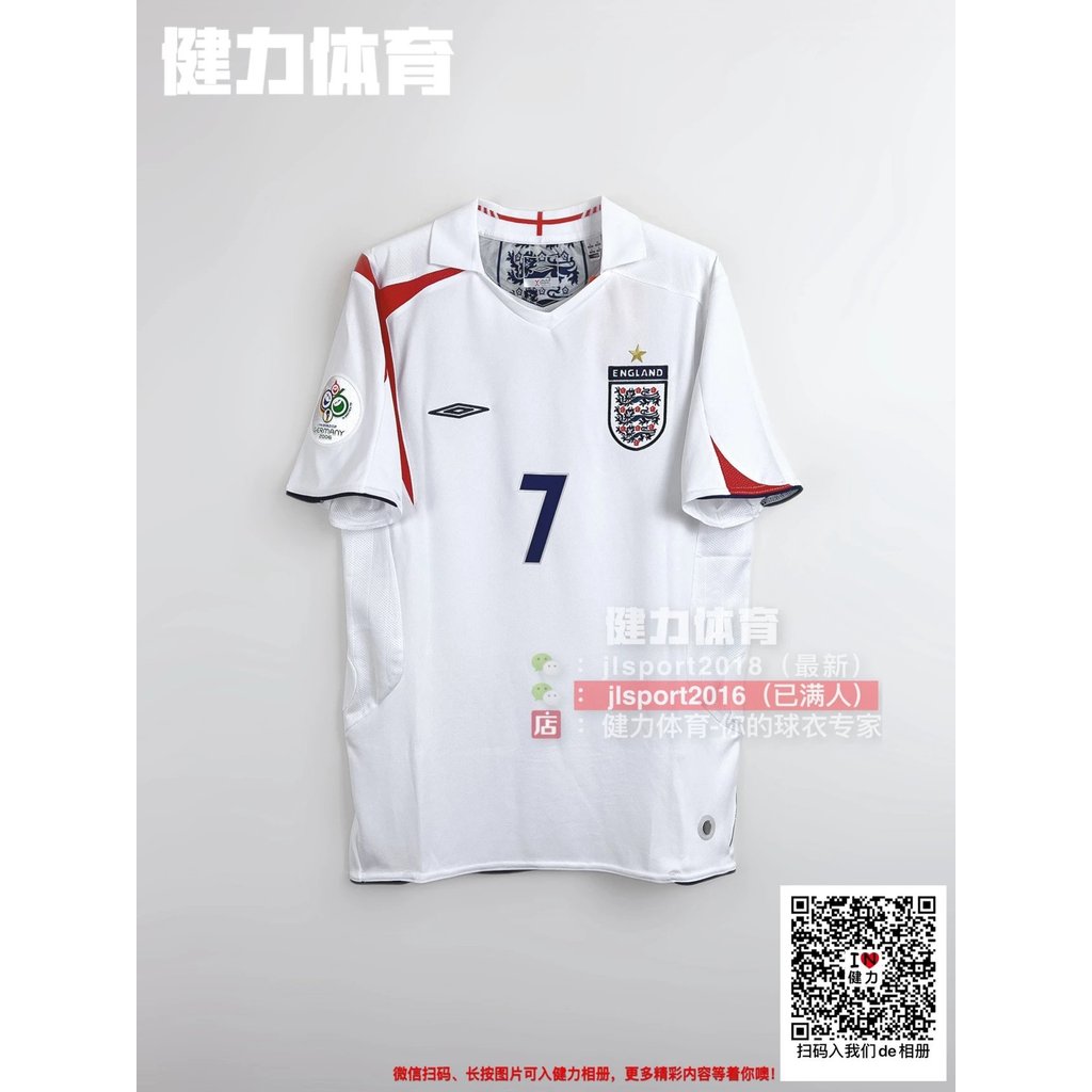 England Retro Jersey 2006 World Cup 06 England Home Jersey Team Jersey England Long-Sleeved Beckham 