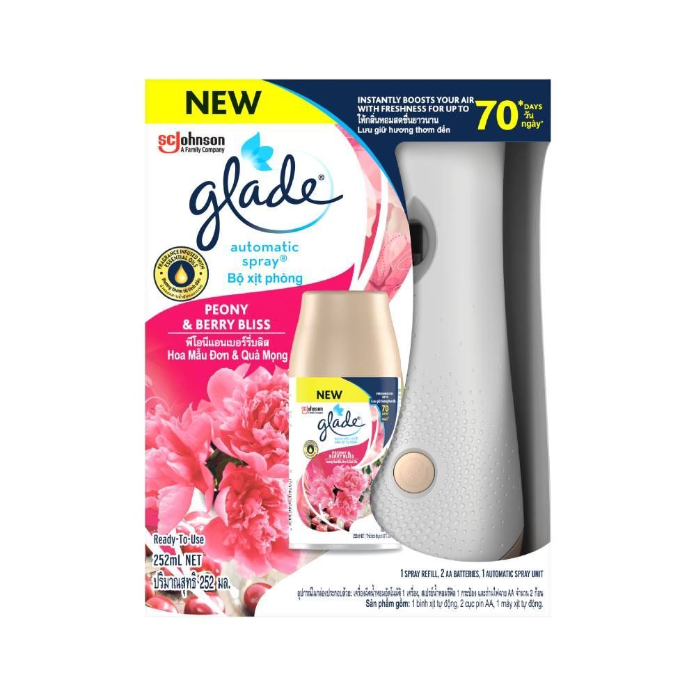 [สินค้าส่งด่วน]  เกลด เครื่องออโต+สเปรย์ พีโอนี 252 มล. GLADE AUTOMATIC+SPRAY PEONY 252 ML.