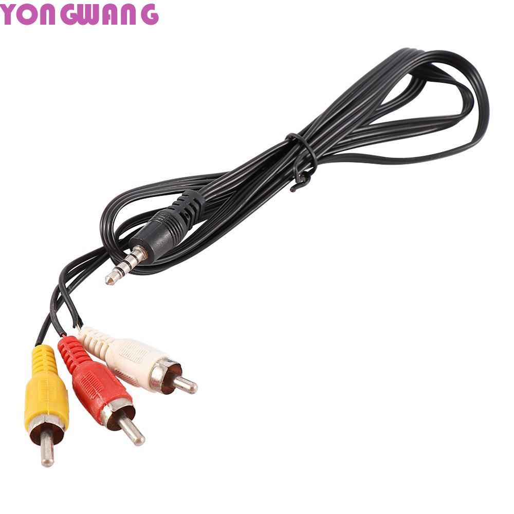 YONGWANG66HR สายวิดีโอทนทานสีดําปลั๊กแปลงอะแดปเตอร์ 3.5 มม.แจ็ค RCA 3 สาย RCA