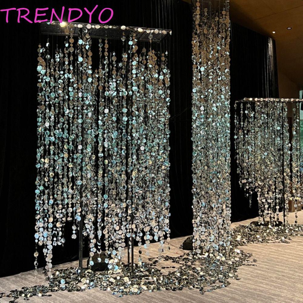 TRENDYO 10PCS เลื่อมลูกปัด Strings, 1 เมตรทองเงินเลื่อมแขวนผ้าม่านฟอยล์,อุปกรณ์ตกแต่ง Glitter ลูกปัด PVC รอบ Glitter ผ้าม่านฉากหลังเวทีตกแต่ง