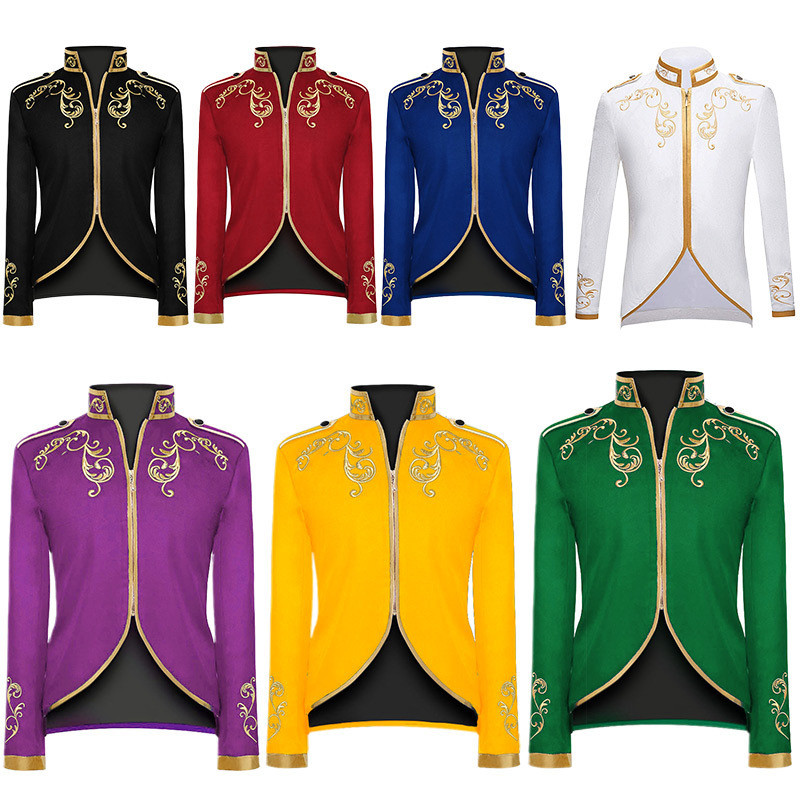 ใหม่ Vintage Palace Blazer ผู้ชายยี่ห้อกํามะหยี่สีดําแจ็คเก็ตทองเย็บปักถักร้อย Mens Blazer Slim Fit 