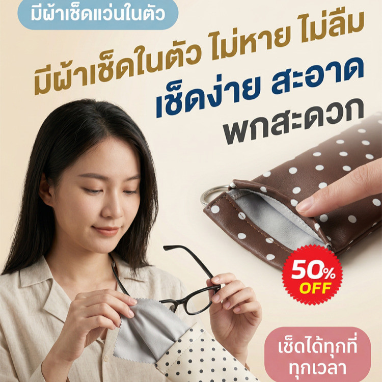 🔥ลดราคา🔥 กระเป๋าเก็บแว่นตา ปิดอัตโนมัติ | มาพร้อมผ้าเช็ดแว่นคุณภาพดี | พกพาสะดวก ป้องกันรอยขีดข่วน | สำหรับเดินทาง ท่องเที่ยว และใช้ประจำวัน | หลายสีให้เลือก ขนาดกะทัดรัด