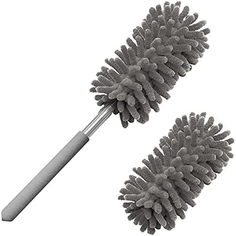 Microfiber Duster for Cleaning, Tukuos Hand Washable Dusters with 2pcs Replaceable Microfiber Head, 