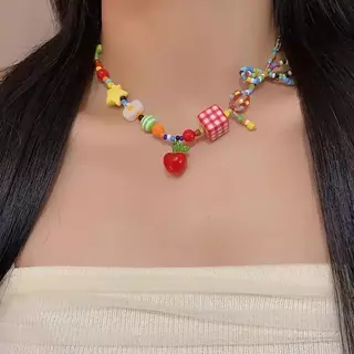 ส่งเร็วจากไทย! Summer Colours โบว์ เชือกลูกปัด เค้นคอสาว สร้อยคอ ภาพถ่ายการเดินทางวันหยุด การออกแบบDopamine เดินทางวันหยุด เครื่องประดับแฟชั่น