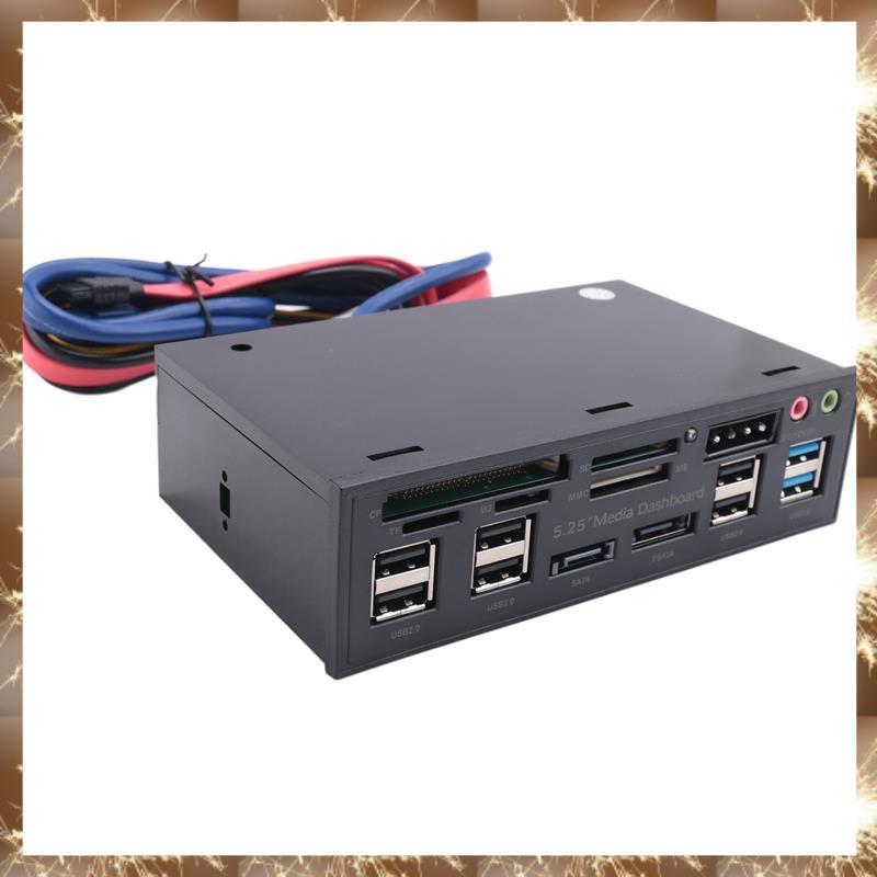 (Y OK N)5.25 นิ้ว Usb 3.0 แผงด้านหน้า Pc Usb 3.0/2.0 Hub E-Sata Sata Audio Multi Card Reader สําหรับ